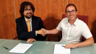 El secretari d'infraestructures i president de Ports de la Generalitat, Ricard Font, i l'alcalde de Palamós, Lluís Puig