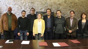 Els representants de la UdG i Nació Digital aquest matí © ACN