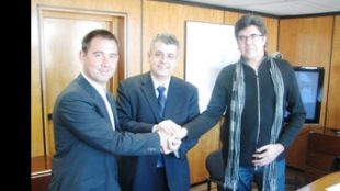 Joaquim Llena acompanyat per Lluís Bosch i Antoni Vega