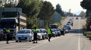 Imatge de la cua que ha provocat el tall a la carretera aquest dissabte