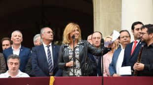 Marta Felip durant el discurs inaugural de les Fires i Festes de la Santa Creu