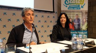 El president de la Fundació Oscobe, Salvador Ferran, i la directora del CNO de Girona, Ada Colomer