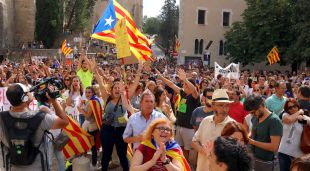 Un moment de la concentració de la UdG aquest matí
