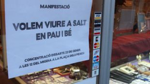 manifestació, cartell, salt