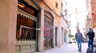 La botiga del carrer Mercaders del Barri Vell de Girona on hi ha hagut l'incendi, aquesta tarda