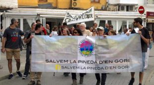 La capçalera de la manifestació que s'ha fet aquest matí