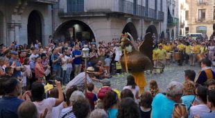 L'àguila ballant a la plaça del Vi, aquest vespre