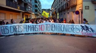 Un moment de la manifestació que es va fer ahir
