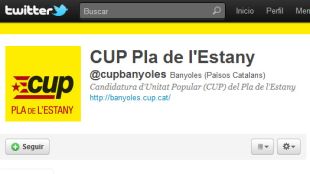 Perfil de la CUP de Banyoles al Twitter