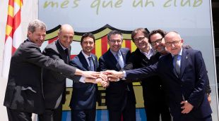 Josep Maria Bartomeu amb el conseller Damià Calvet el passat 15 de juny