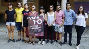 Els responsables d'Universitats per la República després de la roda de premsa