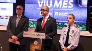 El director general de Trànsit, Juli Gendrau; el conseller d'Interior, Miquel Buch, i el comissari Joan Carles Molinero