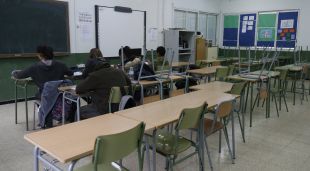 Una de les aules de 2n d'ESO de l'Institu Alexandre Deulofeu, aquest matí
