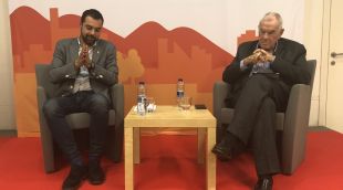 Quim Ayats amb Ernest Maragall, avui a Girona