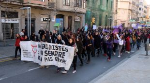 El piquet en un moment de la protesta aquest divendres