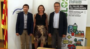 Les autoritats que han presentat avui el projecte Reciclos a Banyoles