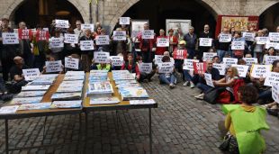 La seguda convocada per l'ANC a la plaça del Vi de Girona el dia 1 de novembre de 2019 (Horitzontal)