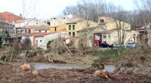 Pla general de la llera del riu Tordera al seu pas pel municipi d'Hostalric