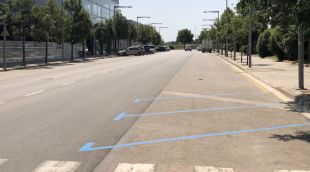 Zona blava al lateral de l'Espai Gironès (arxiu)
