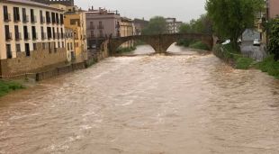 El riu Daró aquest matí al seu pas per la Bisbal d'Empordà