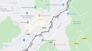 Imatge del mapa amb el recorregut de carril bici provisional durant el desconfinament que proposa ERC a Olot