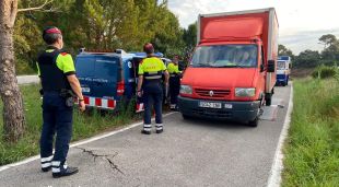 Pla general del control de transports lleugers que els Mossos d'Esquadra van fer a Llagostera