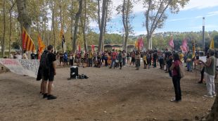 Un moment de la manifestació que s'ha fet aquest divendres 11 de setembre de 2020 a Girona per part de l'esquerra independentista