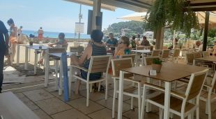 Una terrassa de la Fosca de Palamós aquest passat mes de juny