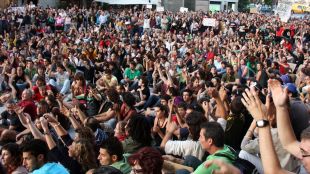 indignats, manifestació, final, Girona