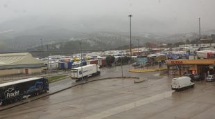 L'aparcament de camions, aquest matí a la Jonquera