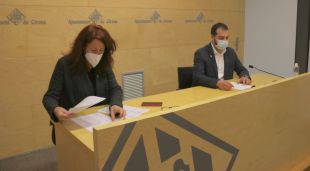 Marta Madrenas i Quim Ayats, aquest matí a l'Ajuntament de Girona