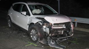 Un dels vehicles accidentat a l'N-260 a Beuda mentre anava en contra direcció