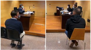 Els dos acusats avui al judici en un fotomuntatge