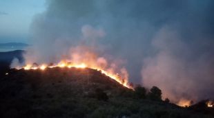 Imatge nocturna de l'incendi al massís del Montgrí