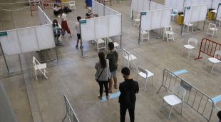 L'espai de vacunació de Fira de Girona, aquest matí