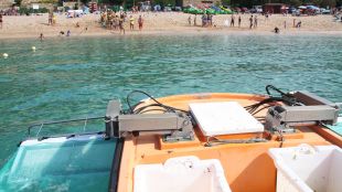 platja, recollida, brossa, mar, barca