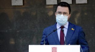 Pere Aragonès, avui durant la visita que ha protagonitzat a Hipra