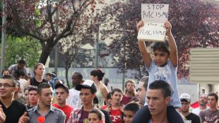 manifestació, contra, racisme, salt