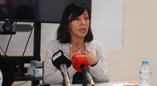La secretària general de CCOO a Girona, Belén López, aquest matí