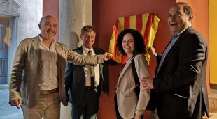 El diputat Josep Maria Bagot; el president del Consell Comarcal de la Selva, Salvador Balliu; la directora general del Patrimoni Cultural, Sònia Hernández i l’alcalde d’Arbúcies, Pere Garriga
