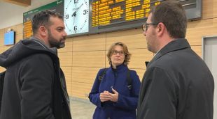 El Vicealcalde de Girona Quim Ayats, la Consellera Meritxell Serret i el secretari general d'Acció Exterior Bernat Costas