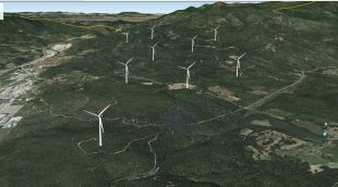 Recreació del futur parc eòlic feta per Salvem l'Empordà