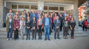 Participants catalans, balears, andorrans i occitans a la trobada de Jaca, acompanyats del director general de l’Euroregió Pirineus Mediterrània, Xavier Bernard-Sans