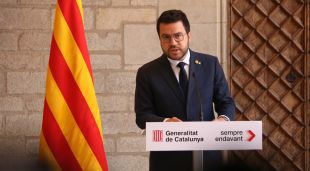 El president de la Generalitat, Pere Aragonès, compareix al Palau de la Generalitat