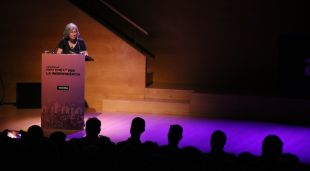 La presidenta de l'ANC, Dolors Feliu, avui a Girona