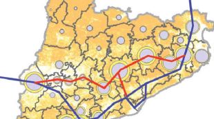 eix, transversal, ferroviari, tren, mapa
