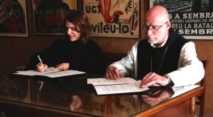 La consellera de Justícia, Gemma Ubasart, i l'abat de Poblet, Octavi Vilà, en una imatge de l'any passat