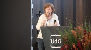 La presidenta de la fundació Hàbitat3, Carme Trilla, aquest matí a la Universitat de Girona