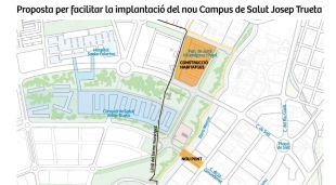 Dibuix sobre plànol de la modificació urbanística que permetrà tirar endavant el nou Campus de Salut