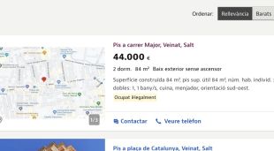 Anunci d'un pis ocupat en venda a Salt